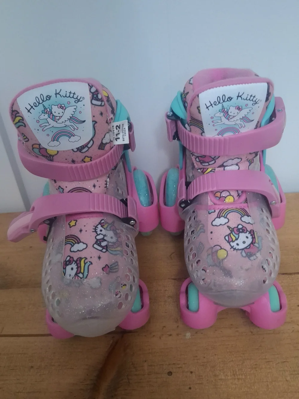 Hello Kitty Inspired Pink & Teal Kids Adjustable Roller Skates